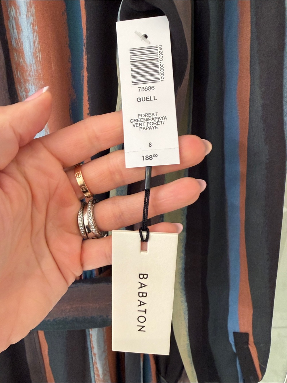 Babaton Striped Tie-Neck Midi Dress in Blue Multi - Picture 4 of 4